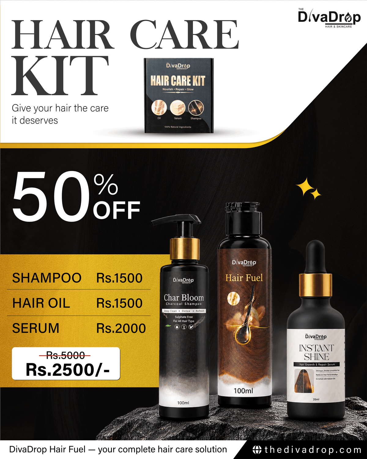 Diva Drop 3 in 1 Hair Care Kit