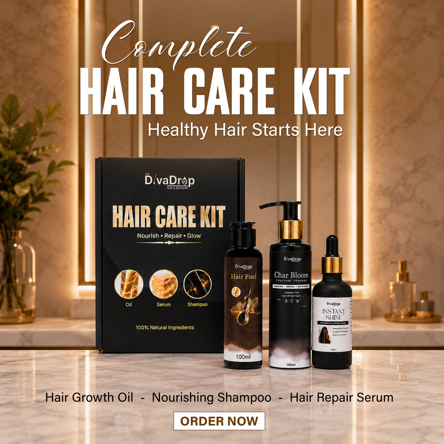 Diva Drop 3 in 1 Hair Care Kit