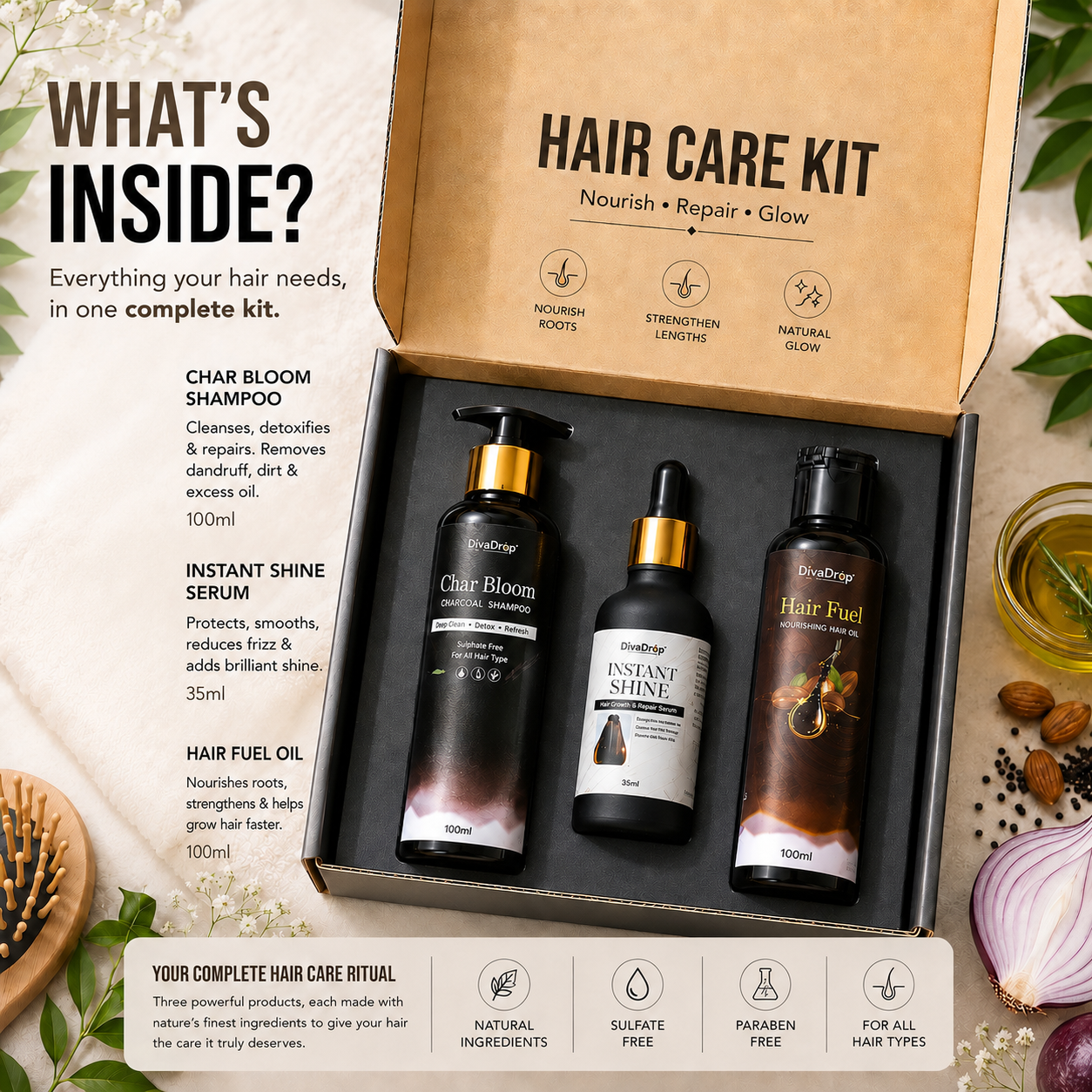 Diva Drop 3 in 1 Hair Care Kit